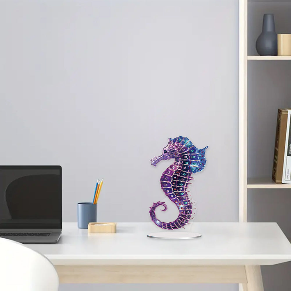 5D Diamond Painting Desktop Ornament for Home Office Desktop Decor (Seahorse)