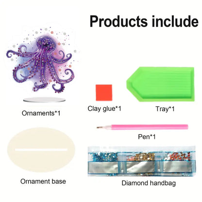 5D Diamond Painting Desktop Ornament for Home Office Desktop Decor (Octopus)