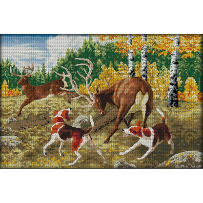 Hounds And Elk - 11CT Stamped Cross Stitch 88*64CM(Joy Sunday)