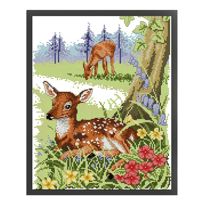 Deer - 11CT Stamped Cross Stitch 37*46CM(Joy Sunday)