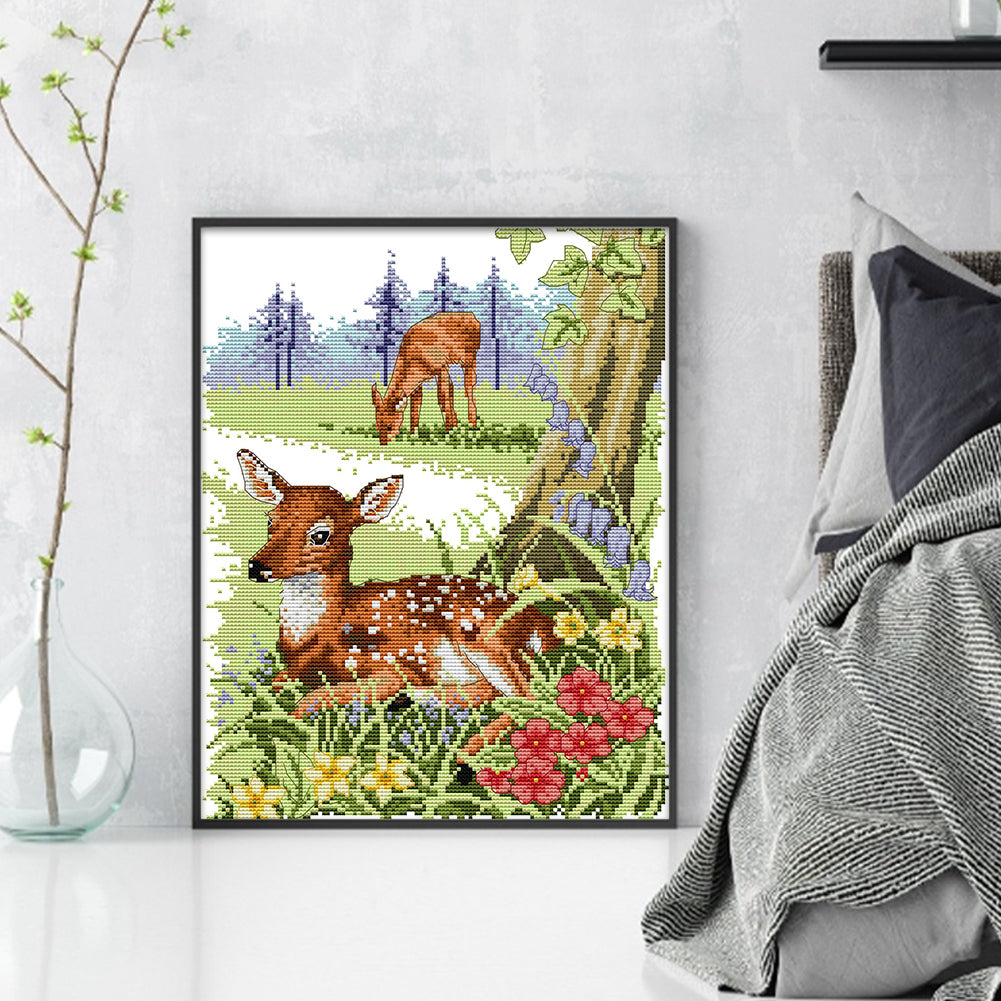 Deer - 11CT Stamped Cross Stitch 37*46CM(Joy Sunday)