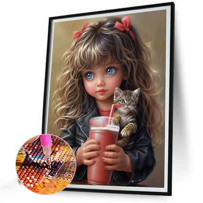 Sweet Cool Girl - Full Round Drill Diamond Painting 40*50CM