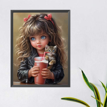 Sweet Cool Girl - Full Round Drill Diamond Painting 40*50CM