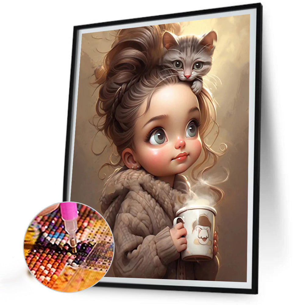 Sweet Cool Girl - Full Round Drill Diamond Painting 40*50CM