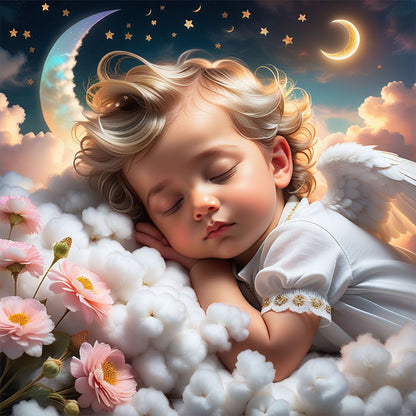 Sleeping Angel Child - Full Round Drill Diamond Painting 30*30CM