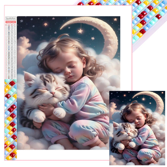 Little Girl Holding Animals - Full Square Drill Diamond Painting 30*40CM