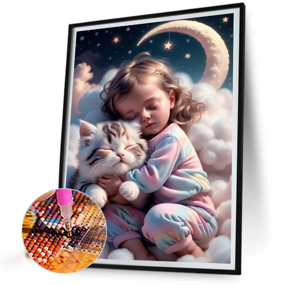 Little Girl Holding Animals - Full Square Drill Diamond Painting 30*40CM