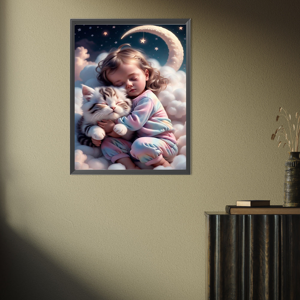 Little Girl Holding Animals - Full Square Drill Diamond Painting 30*40CM