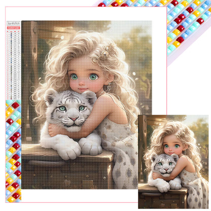 Little Girl Holding Animals - Full Square Drill Diamond Painting 30*40CM