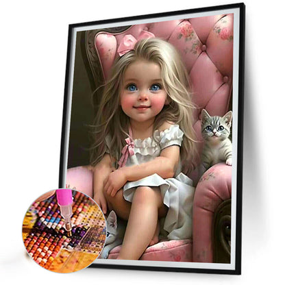 Little Girl Holding Animals - Full Square Drill Diamond Painting 30*40CM