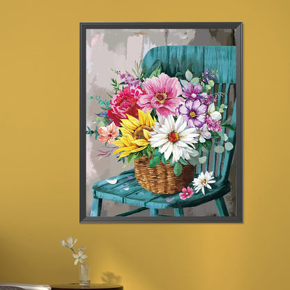 Flower Basket On Chair - Full AB Round Drill Diamond Painting 40*50CM