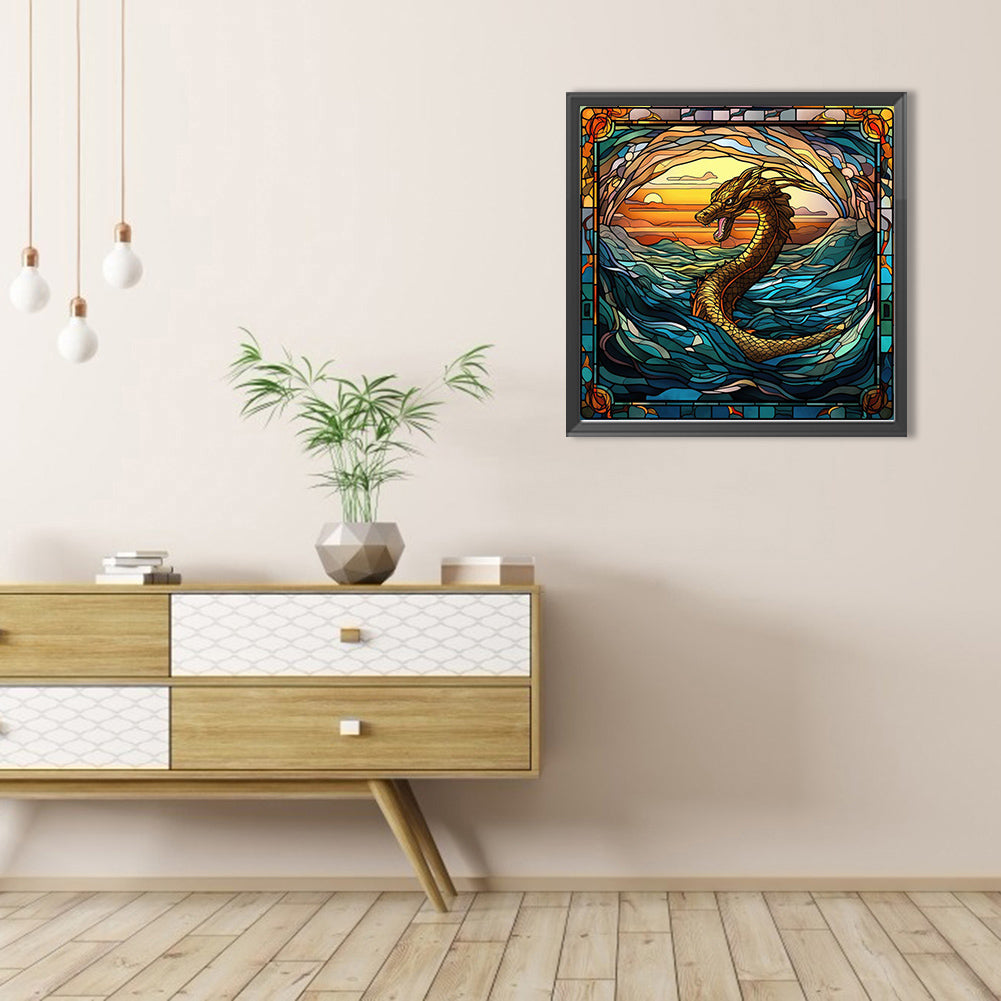 Dragon In Mural - Full AB Round Drill Diamond Painting 40*40CM