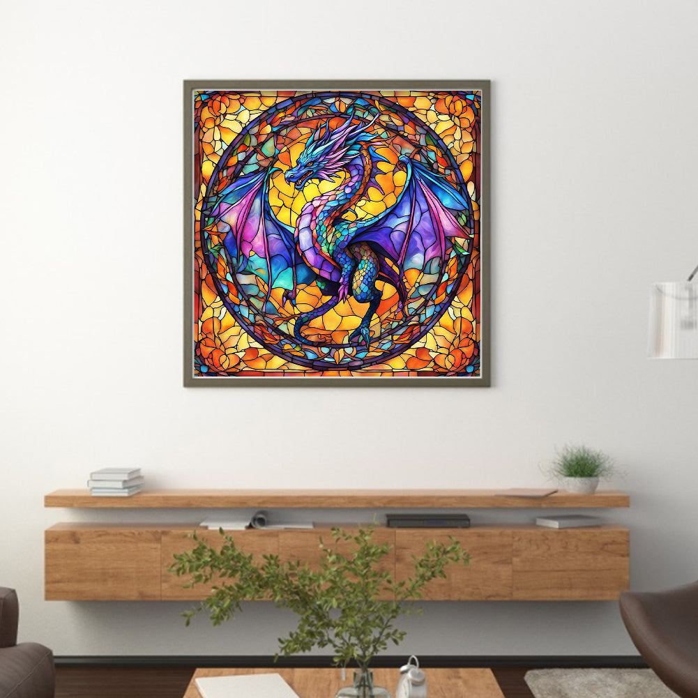 Glass Painting-Pterosaur - 14CT Stamped Cross Stitch 40*40CM