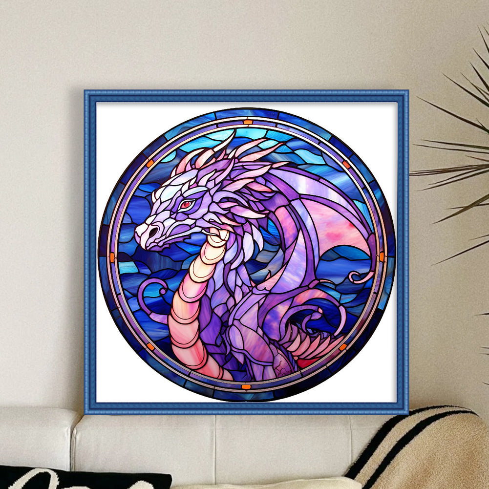 Glass Painting-Pterosaur - 14CT Stamped Cross Stitch 40*40CM