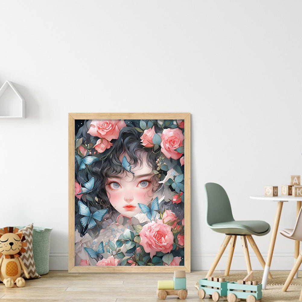 Rose Girl - 11CT Stamped Cross Stitch 40*56CM