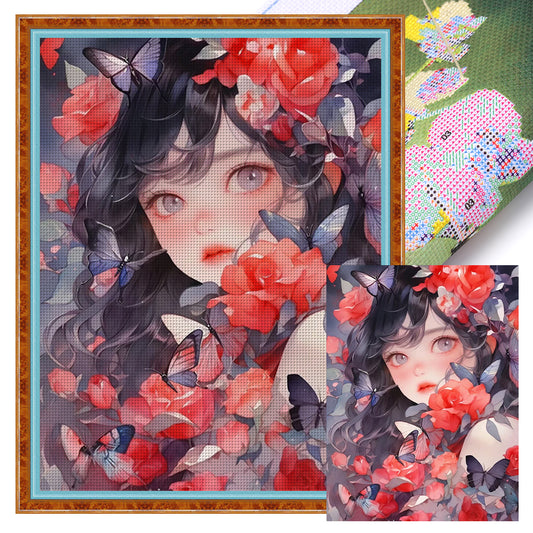 Rose Girl - 11CT Stamped Cross Stitch 40*56CM