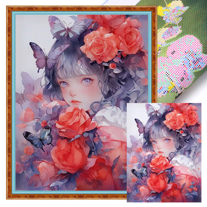 Rose Girl - 11CT Stamped Cross Stitch 40*56CM