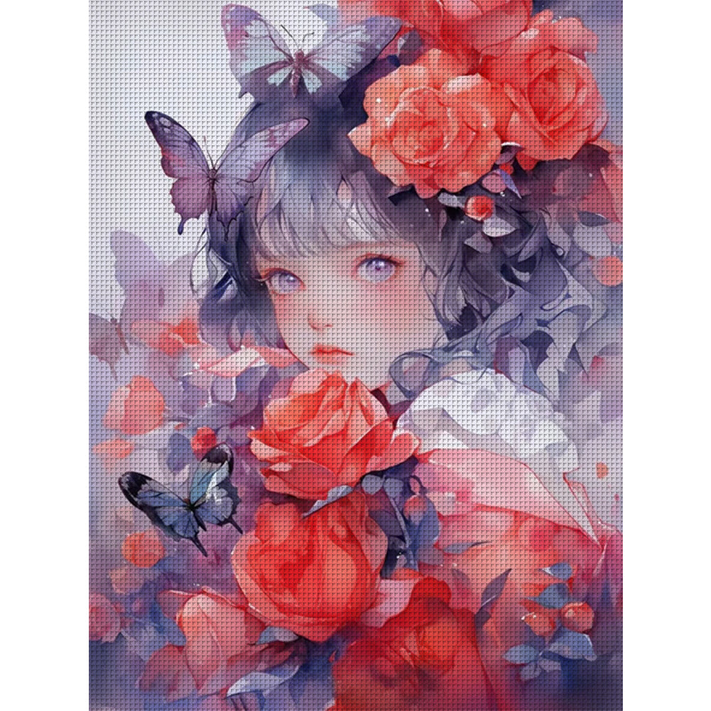 Rose Girl - 11CT Stamped Cross Stitch 40*56CM