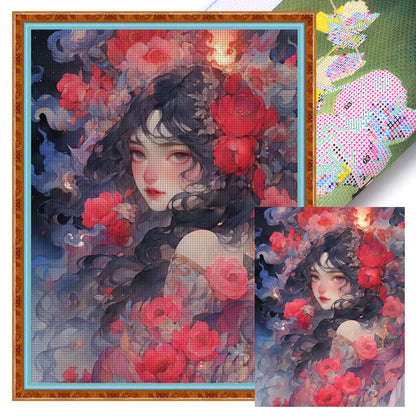 Rose Girl - 11CT Stamped Cross Stitch 40*56CM