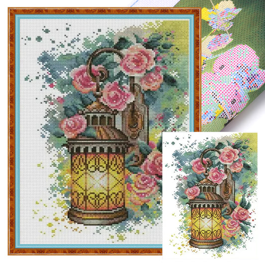 Rose Wall Sconce - 14CT Stamped Cross Stitch 27*36CM(Joy Sunday)