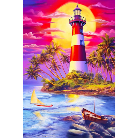 Lighthouse - Full Round Drill Diamond Painting 40*60CM