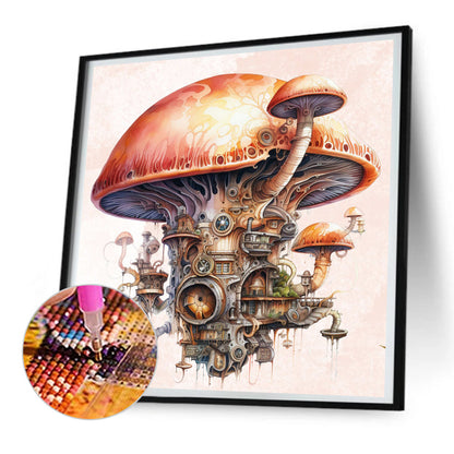 Steampunk Mushroom House - Full Round Drill Diamond Painting 30*30CM