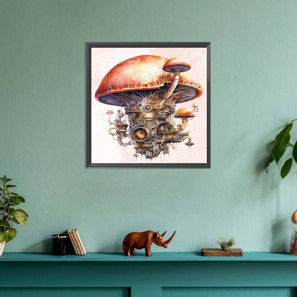 Steampunk Mushroom House - Full Round Drill Diamond Painting 30*30CM