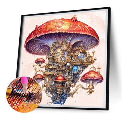 Steampunk Mushroom House - Full Round Drill Diamond Painting 30*30CM