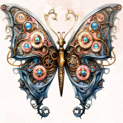 Steampunk Butterfly - Full Round Drill Diamond Painting 30*30CM