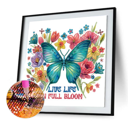 Butterfly Flowers Calligraphy And Painting - Special Shaped Drill Diamond Painting 30*30CM