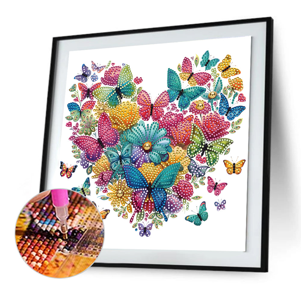 Butterfly Love Calligraphy And Painting - Special Shaped Drill Diamond Painting 30*30CM