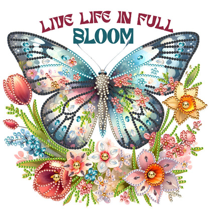 Butterfly Flower Calligraphy And Painting - Special Shaped Drill Diamond Painting 30*30CM