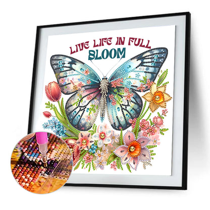 Butterfly Flower Calligraphy And Painting - Special Shaped Drill Diamond Painting 30*30CM