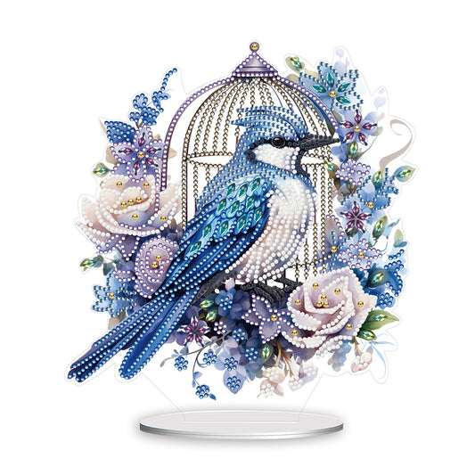 Bluebird Cage Diamond Painting Desktop Decoration for Home Office Desktop Decor