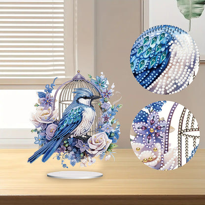 Bluebird Cage Diamond Painting Desktop Decoration for Home Office Desktop Decor