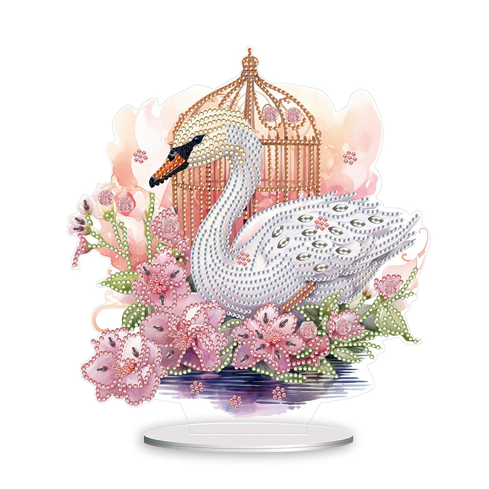 White Goose Cage Diamond Painting Desktop Decor for Home Office Desktop Decor