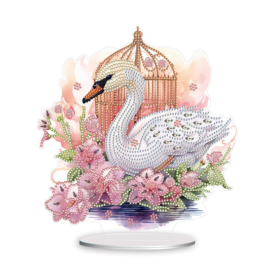 White Goose Cage Diamond Painting Desktop Decor for Home Office Desktop Decor