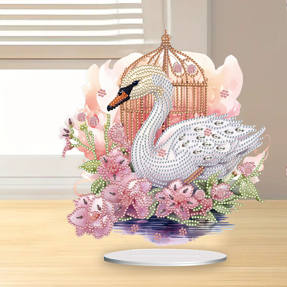 White Goose Cage Diamond Painting Desktop Decor for Home Office Desktop Decor