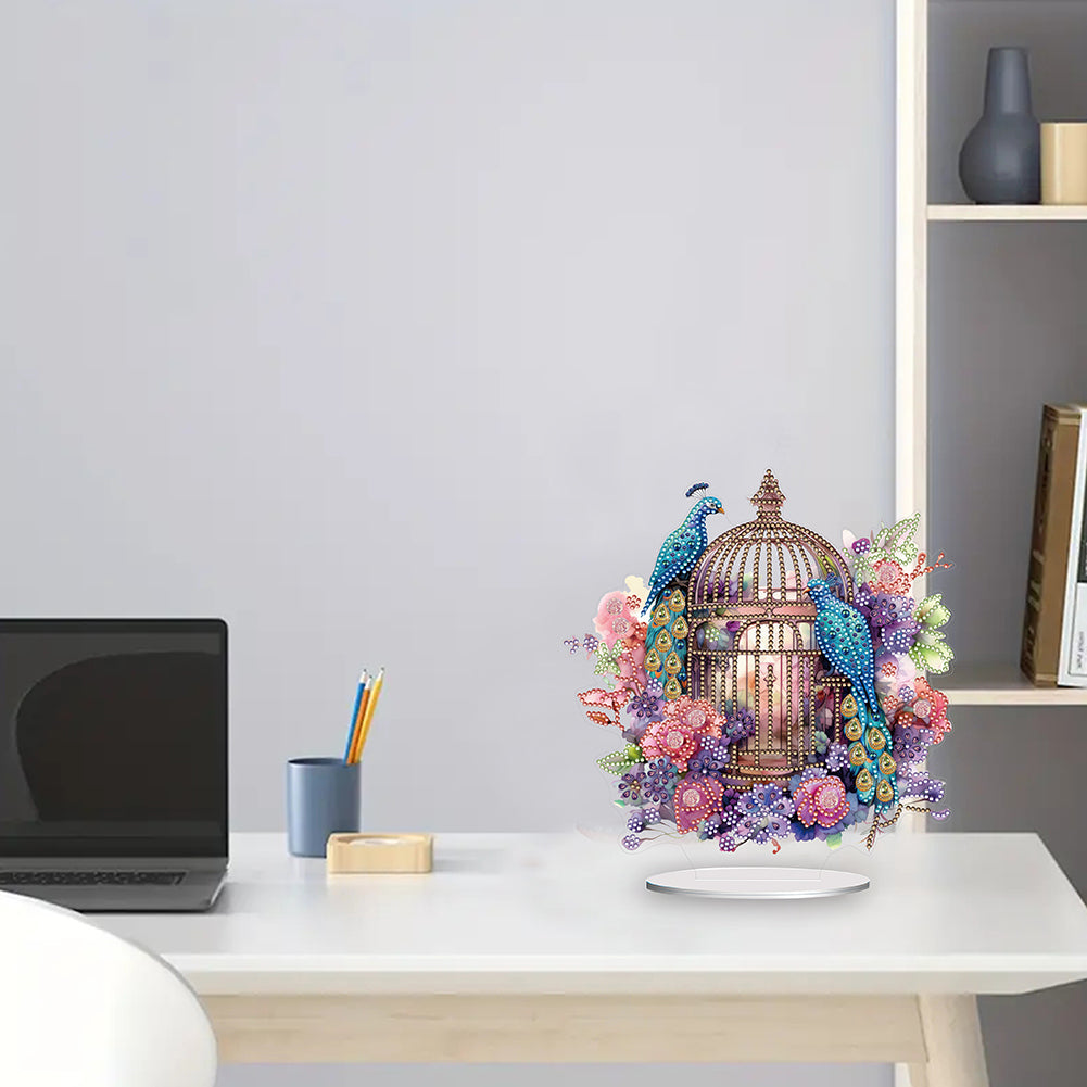 Peacock Cage Diamond Painting Desktop Decoration for Home Office Desktop Decor