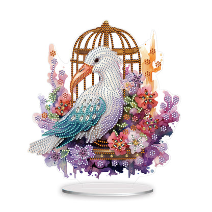 White Goose Cage Diamond Painting Desktop Decor for Home Office Desktop Decor