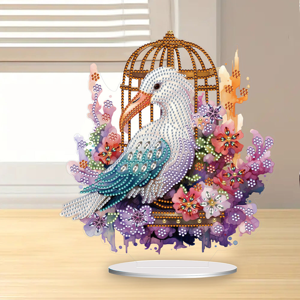 White Goose Cage Diamond Painting Desktop Decor for Home Office Desktop Decor