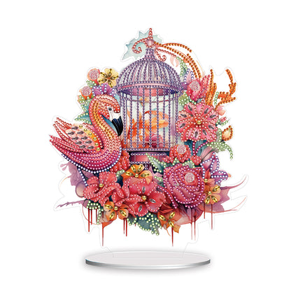 Flamingo Cage Diamond Painting Desktop Decor for Home Office Desktop Decor