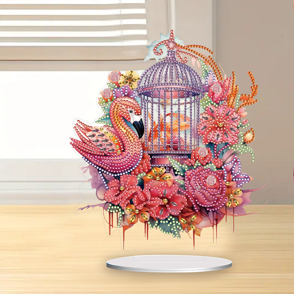 Flamingo Cage Diamond Painting Desktop Decor for Home Office Desktop Decor