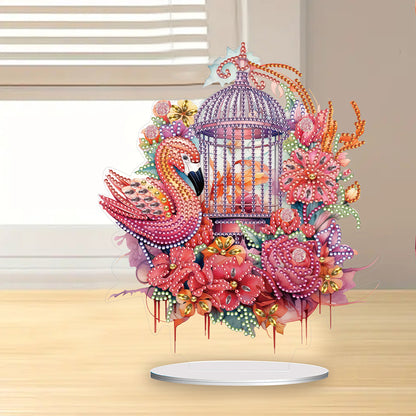 Flamingo Cage Diamond Painting Desktop Decor for Home Office Desktop Decor