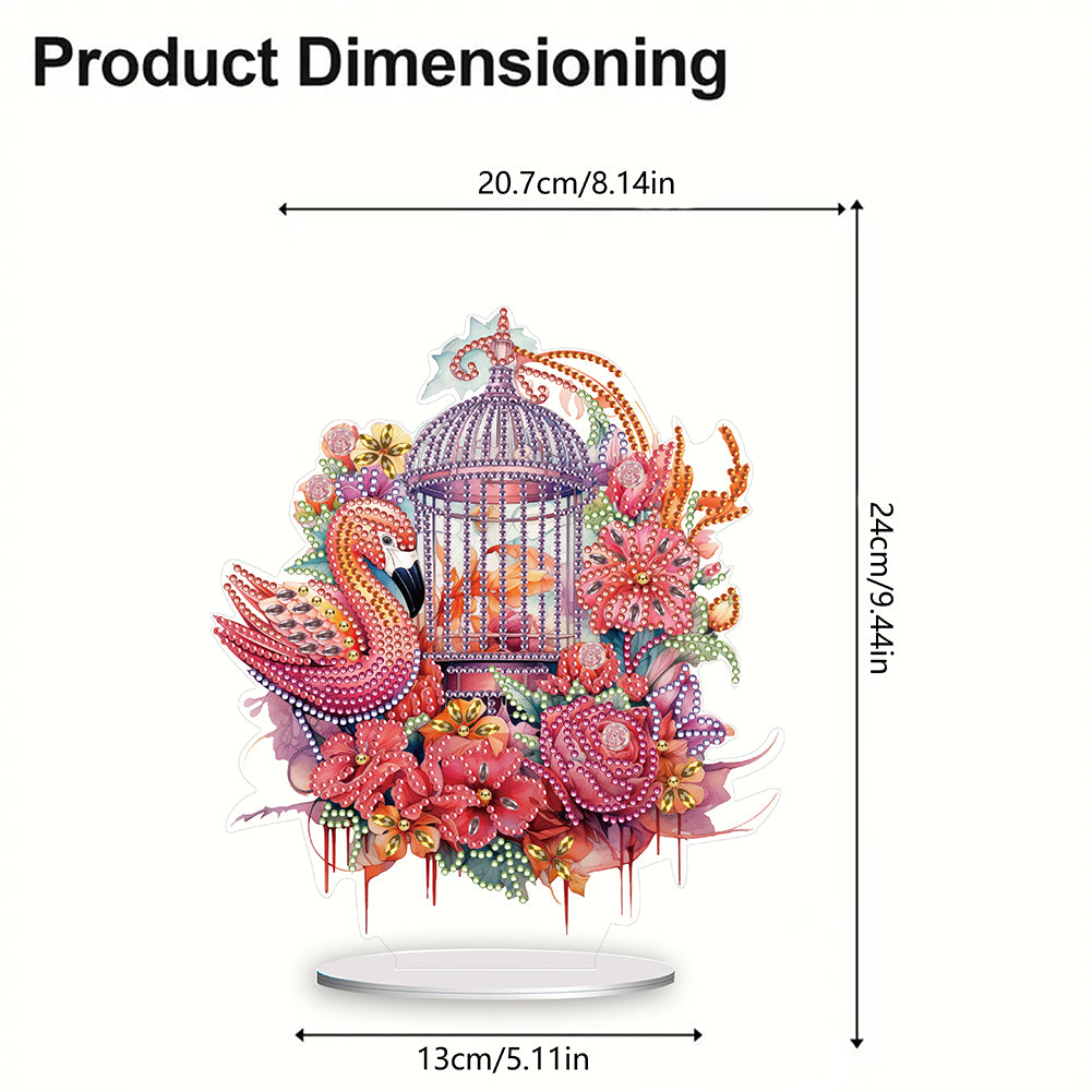 Flamingo Cage Diamond Painting Desktop Decor for Home Office Desktop Decor