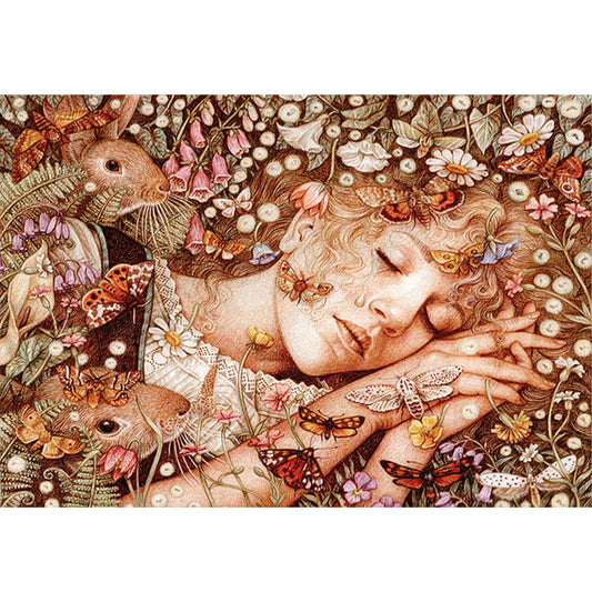 Girl In Flowers - 11CT Stamped Cross Stitch 70*55CM