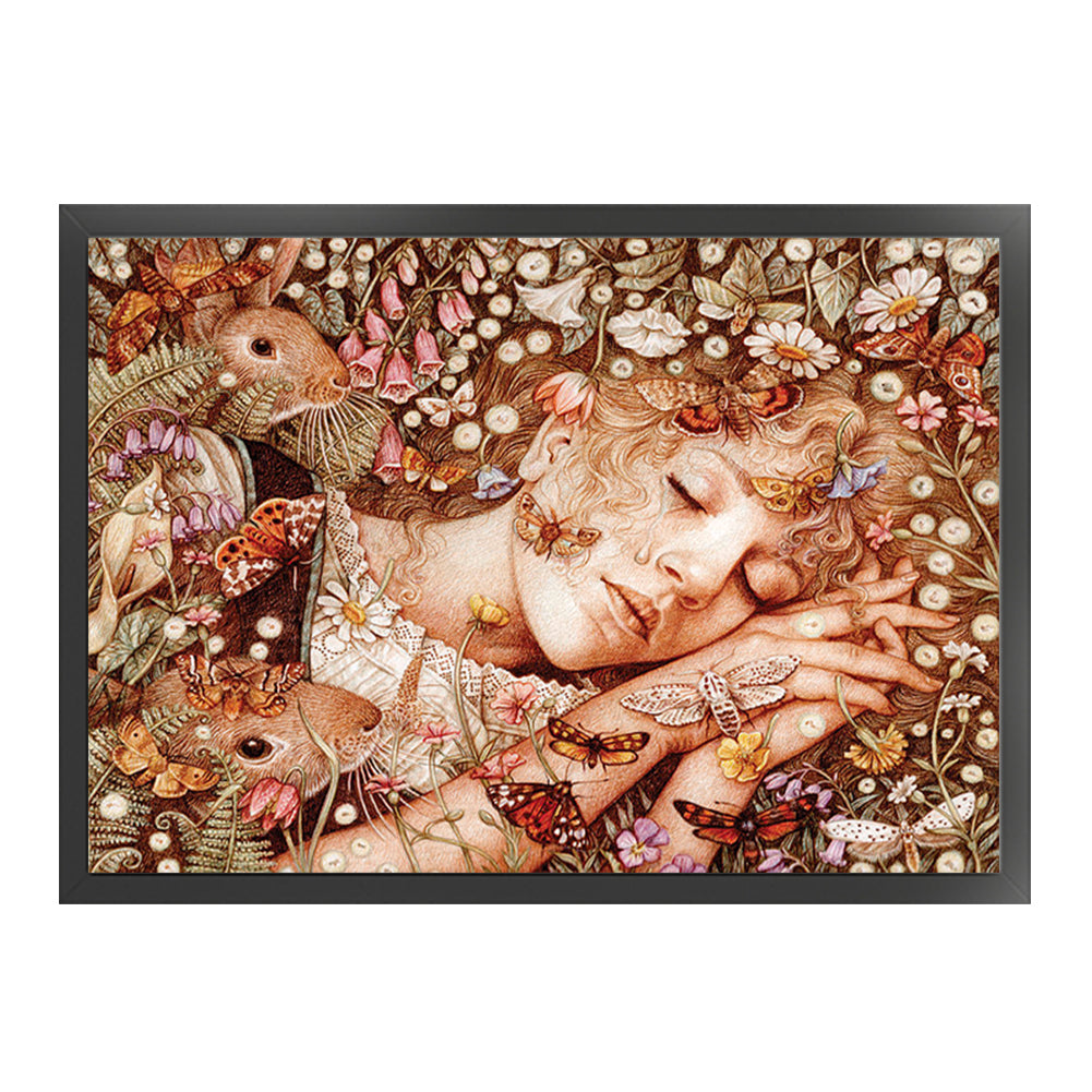 Girl In Flowers - 11CT Stamped Cross Stitch 70*55CM