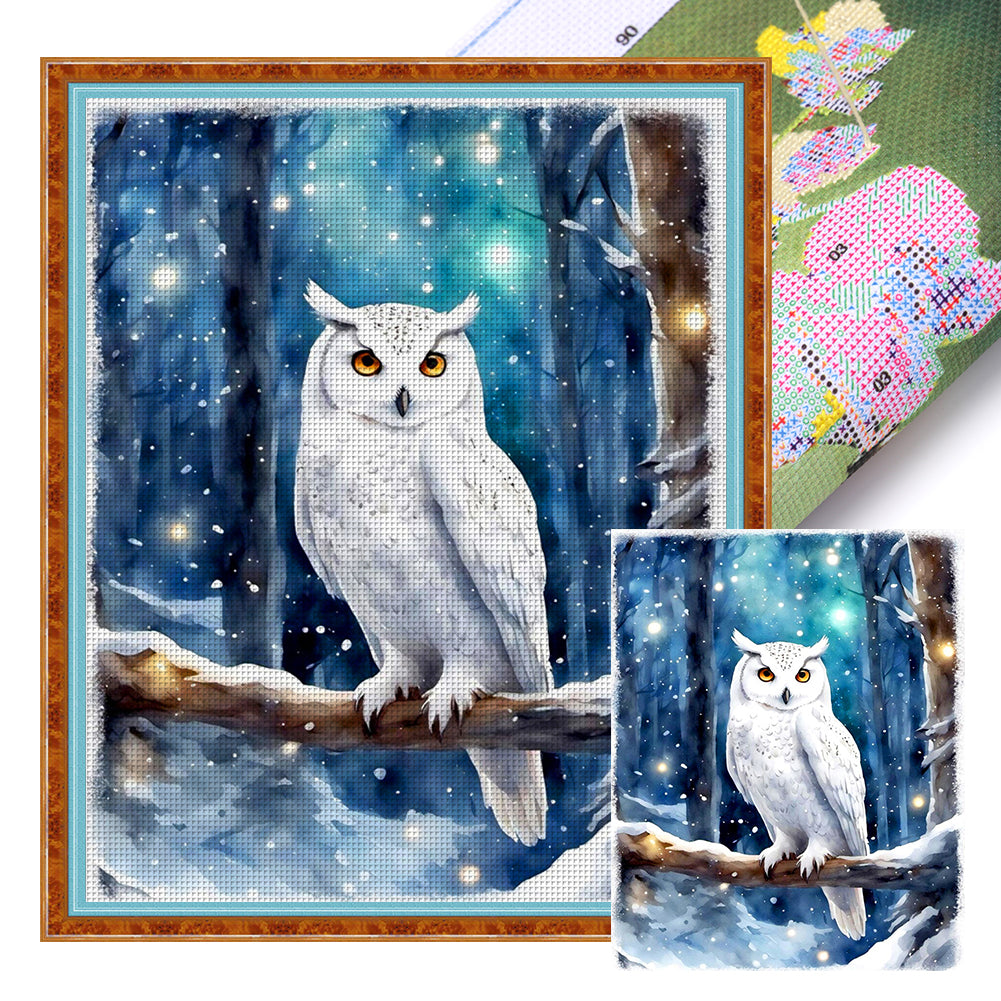 Owl In The Snow - 11CT Stamped Cross Stitch 40*50CM