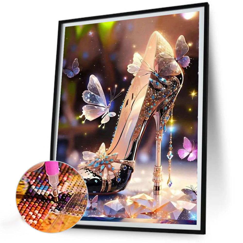 Butterfly High Heels - Full AB Round Drill Diamond Painting 30*40CM