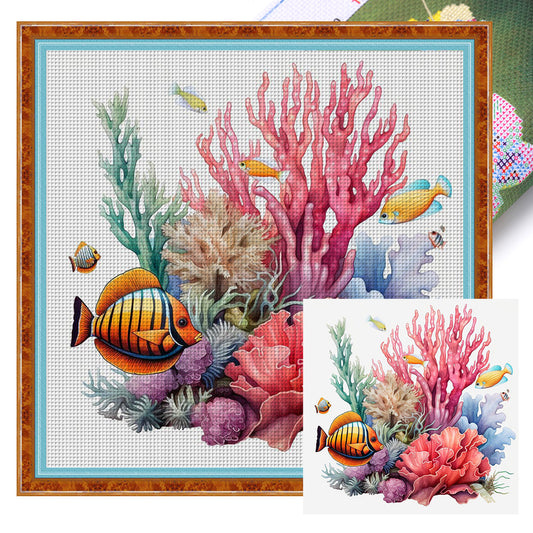 Undersea Coral - 14CT Stamped Cross Stitch 40*40CM